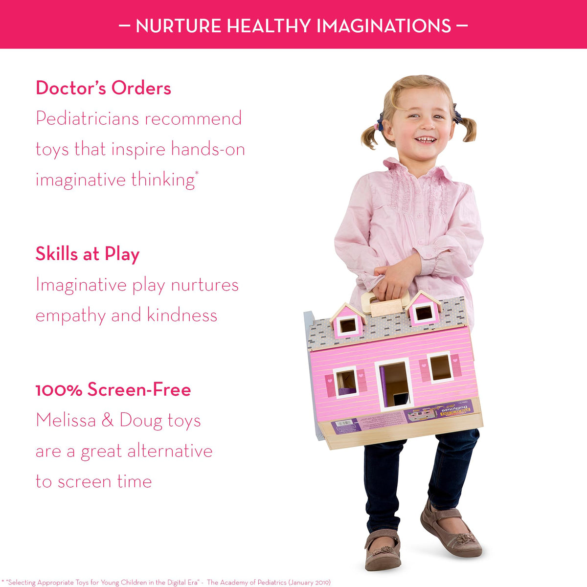 Two dolls included for immediate storytelling with the Fold & Go Dollhouse.