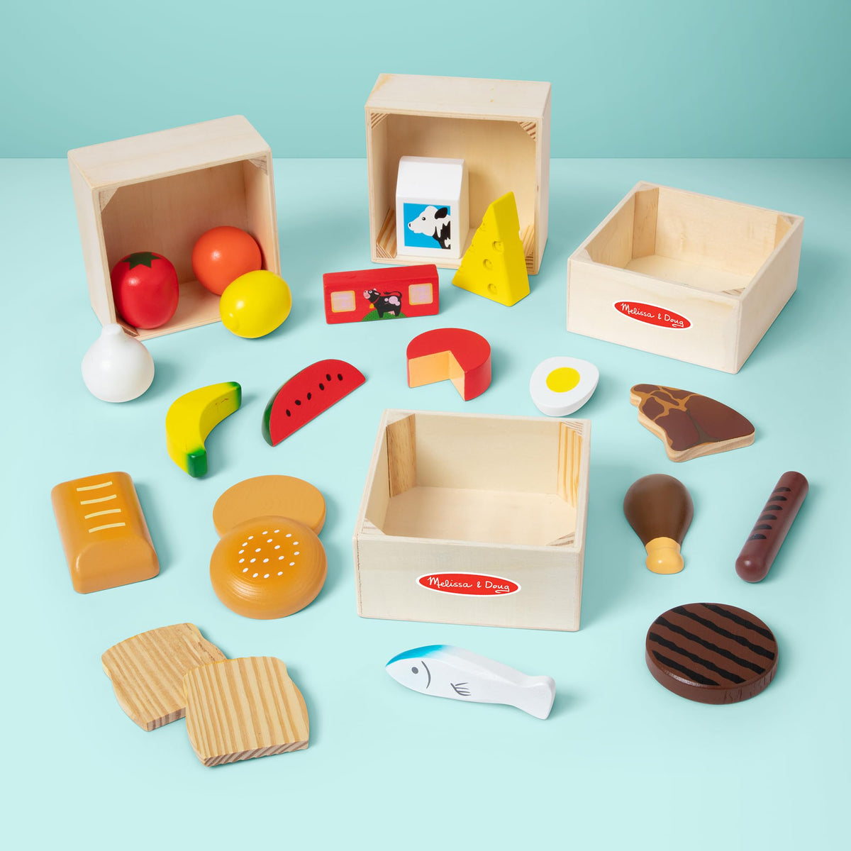 Melissa & Doug Food Groups steak for meat and fish group learning through play.