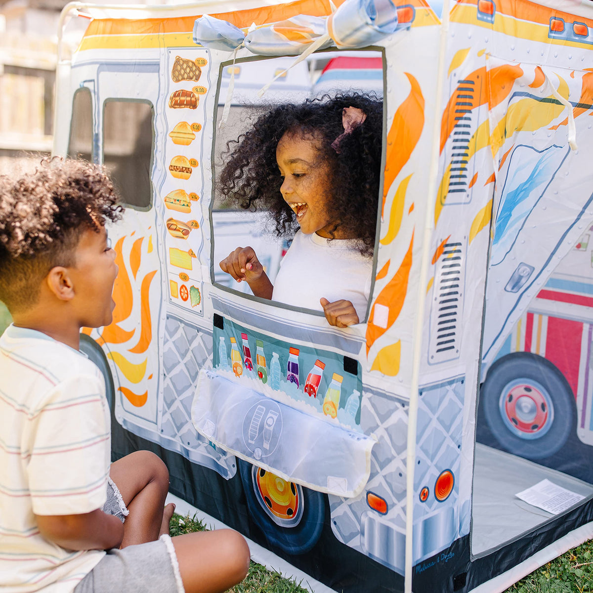 Roomy four-foot Melissa & Doug food truck length accommodates multiple kids
