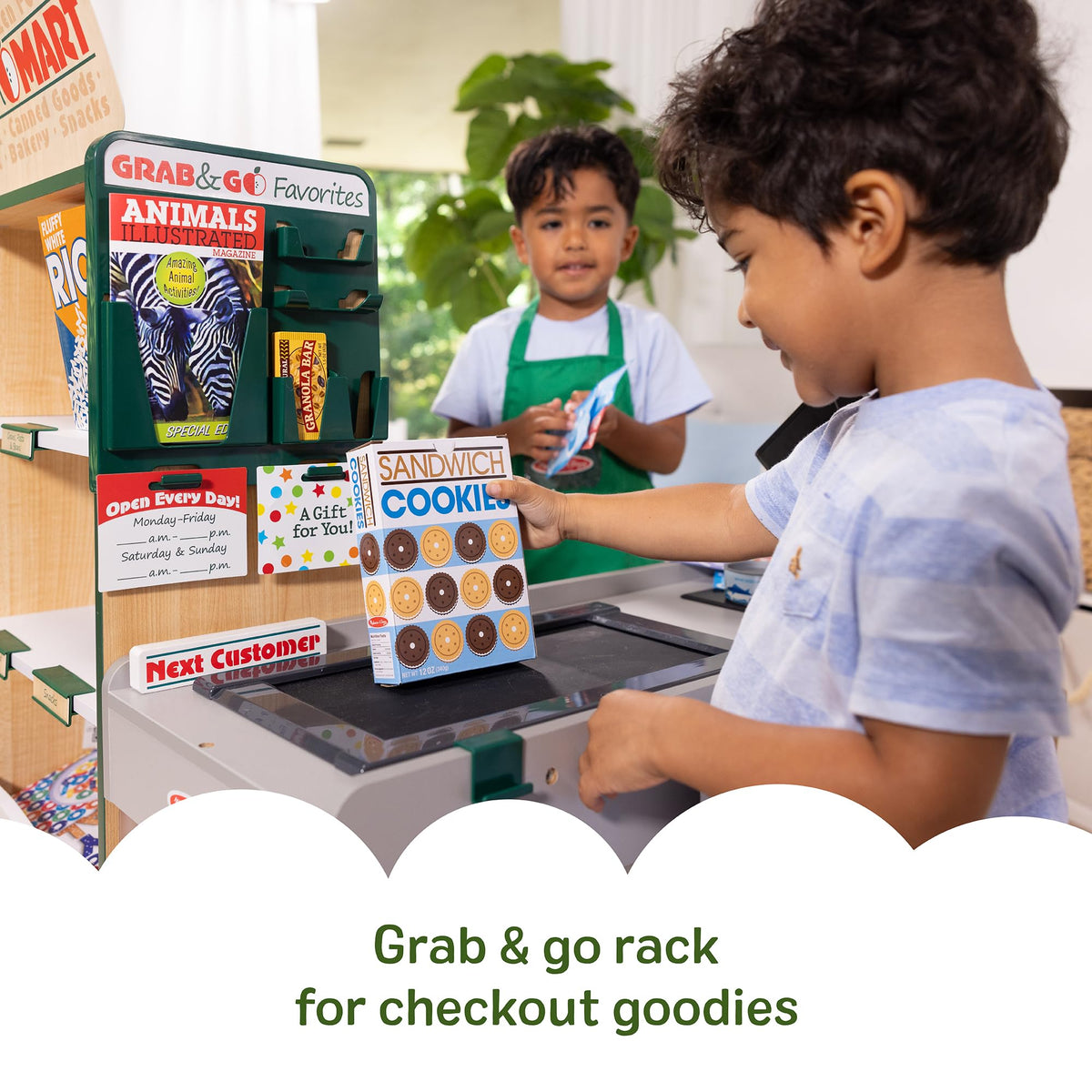 Melissa & Doug toy cans with lids encourage open-ended food play.