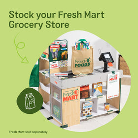 Melissa & Doug grocery boxes spark colorfully pretend packaging and sorting.