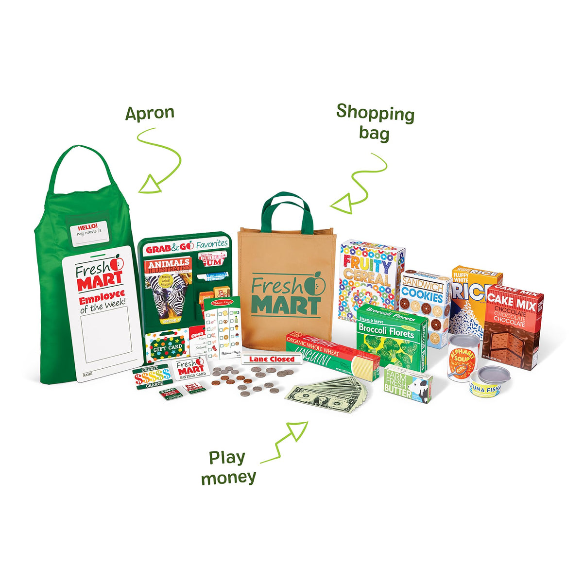 Melissa & Doug play money adds budgeting practice to pretend store visits.
