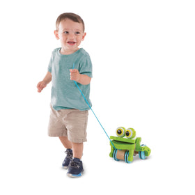 Melissa & Doug Frolicking Frog wooden toy with wheels for smooth movement