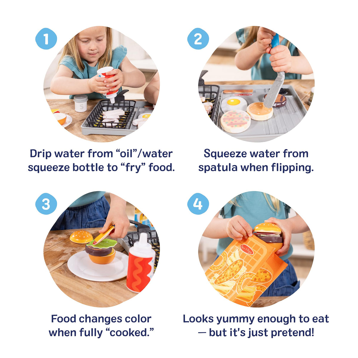 Melissa & Doug fryer basket with water for safe, mess-free pretend deep-fry play