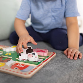 Melissa & Doug puzzle pieces stand up for hands-on play and exploration