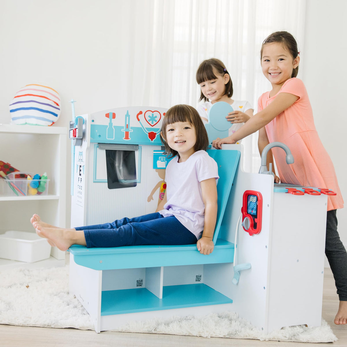 Melissa & Doug Get Well Doctor Center exam room equipment enables medical role-play scenarios
