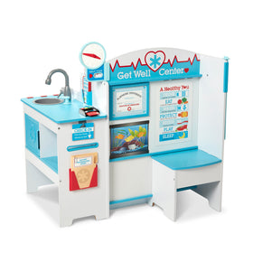 Melissa & Doug Get Well Doctor Center waiting area seat supports kid-friendly check-in and comfort