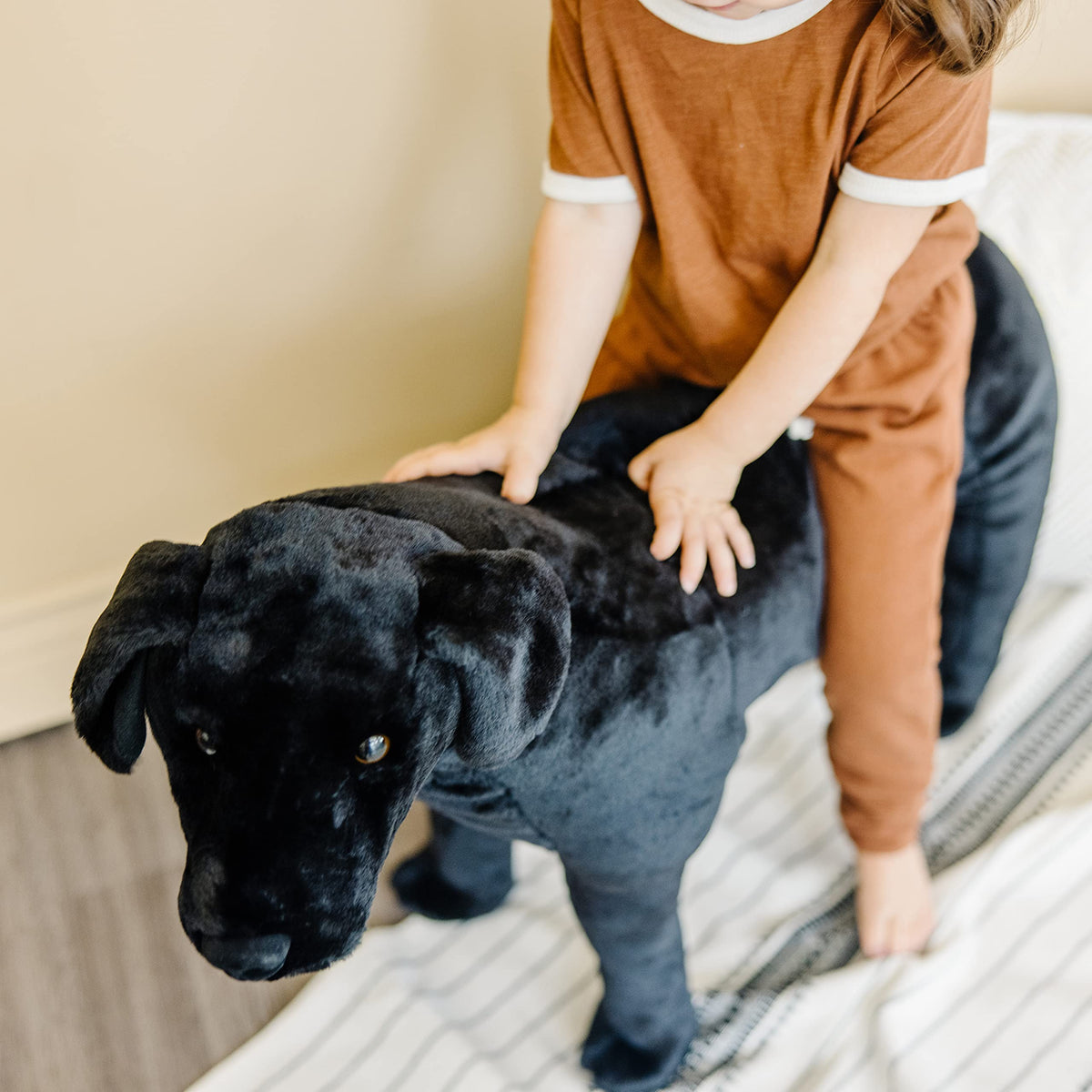 Product dimensions reference for Melissa and Doug giant black lab plush