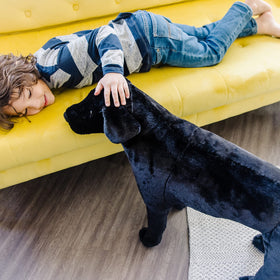 Detail of markings on Melissa and Doug giant black lab plush