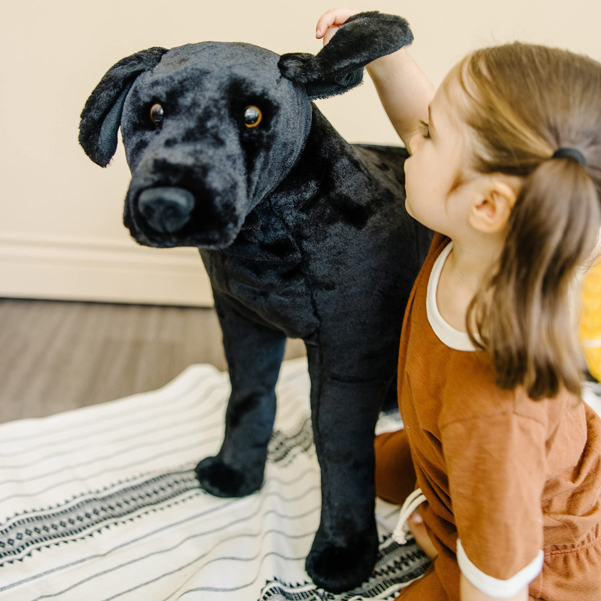 Packaging image of Melissa and Doug giant black lab plush gift-ready box