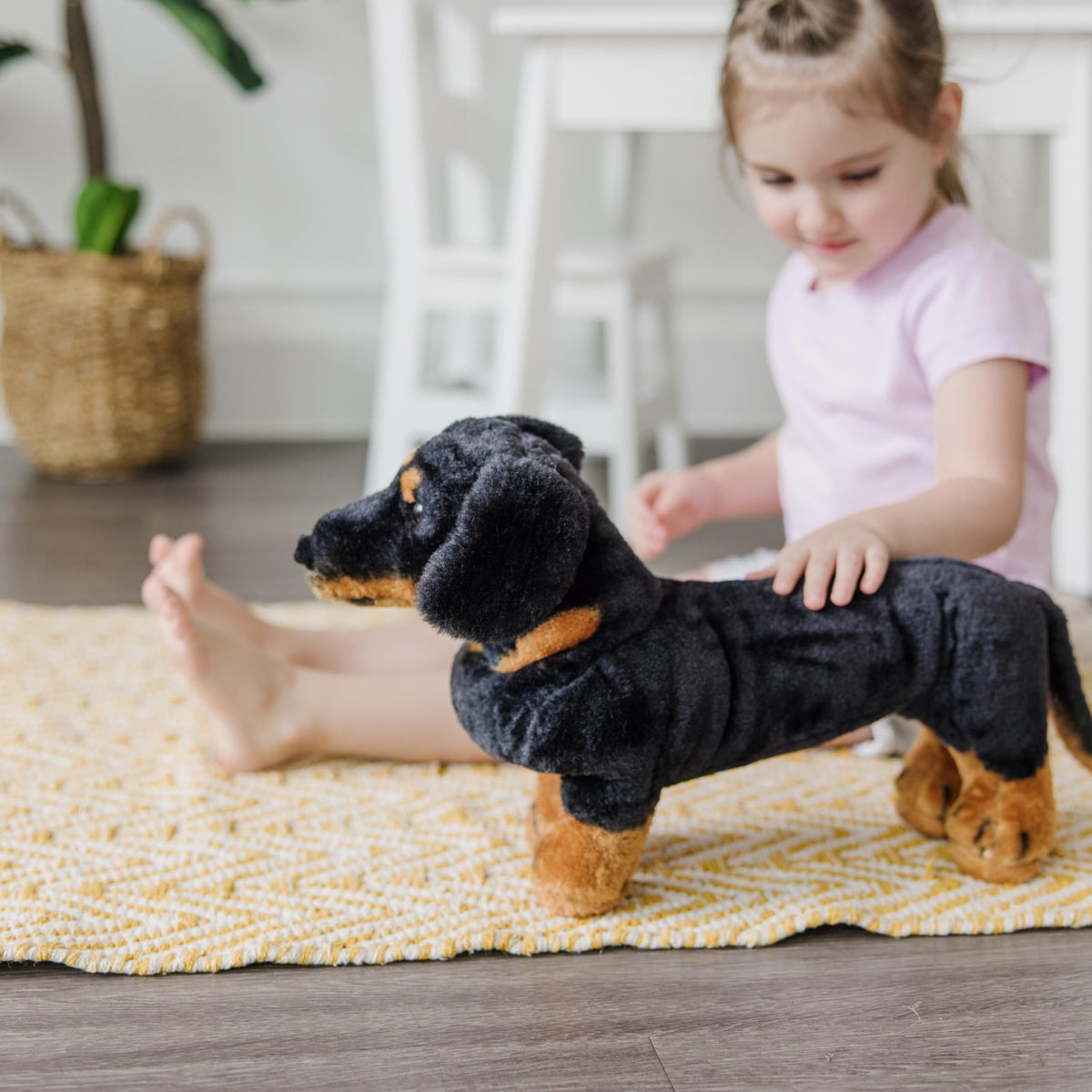 Melissa and Doug giant dachshund stuffed animal great gift idea for animal lovers.