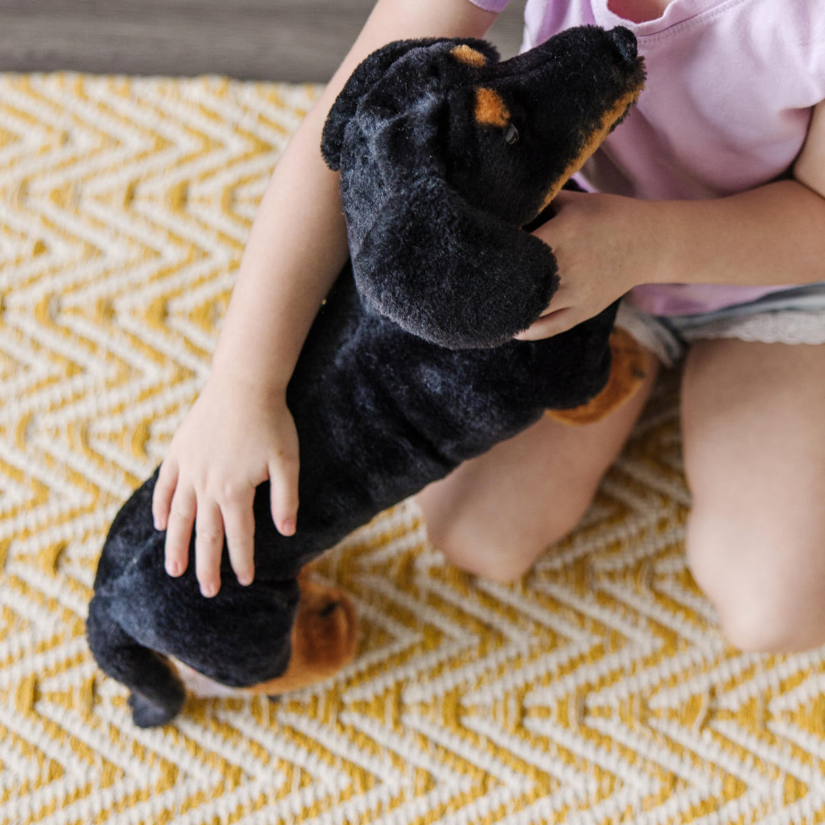 Melissa and Doug giant dachshund stuffed animal kid-friendly toy for ages 3 to 103.