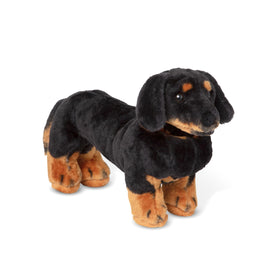 Melissa and Doug giant dachshund stuffed animal with lifelike markings for realistic pretend play.