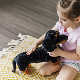 Melissa and Doug giant dachshund stuffed animal ideal for screen-free imaginative play.