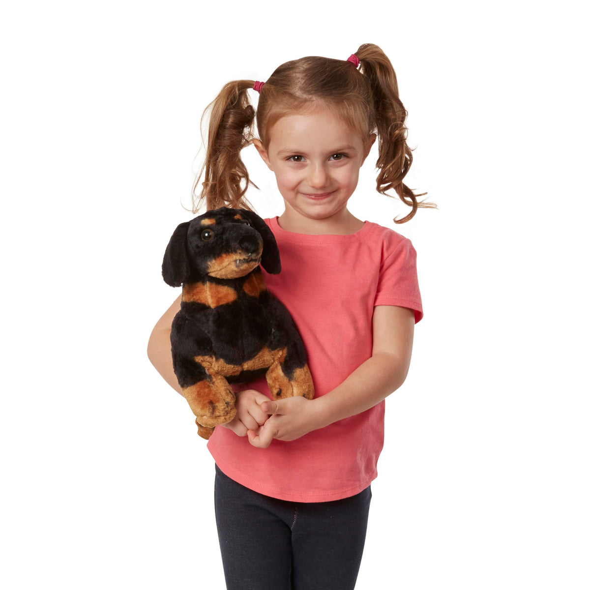 Melissa and Doug giant dachshund stuffed animal sturdy interior supports years of cuddling.