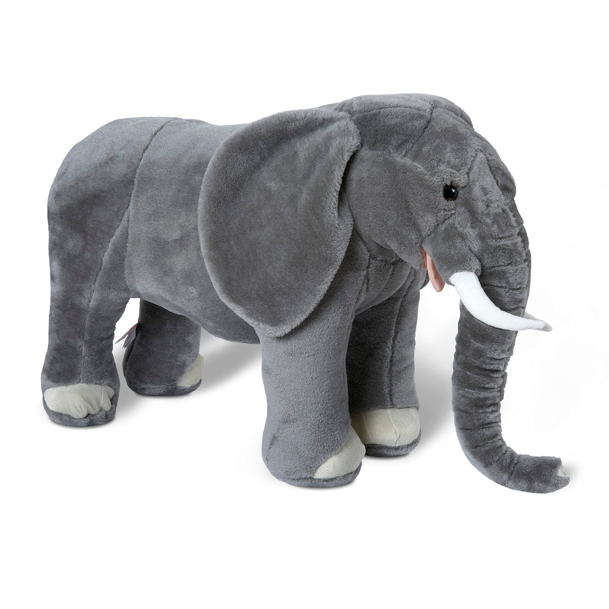 Melissa & Doug giant elephant standing plush for lifelike play and cuddly fun.