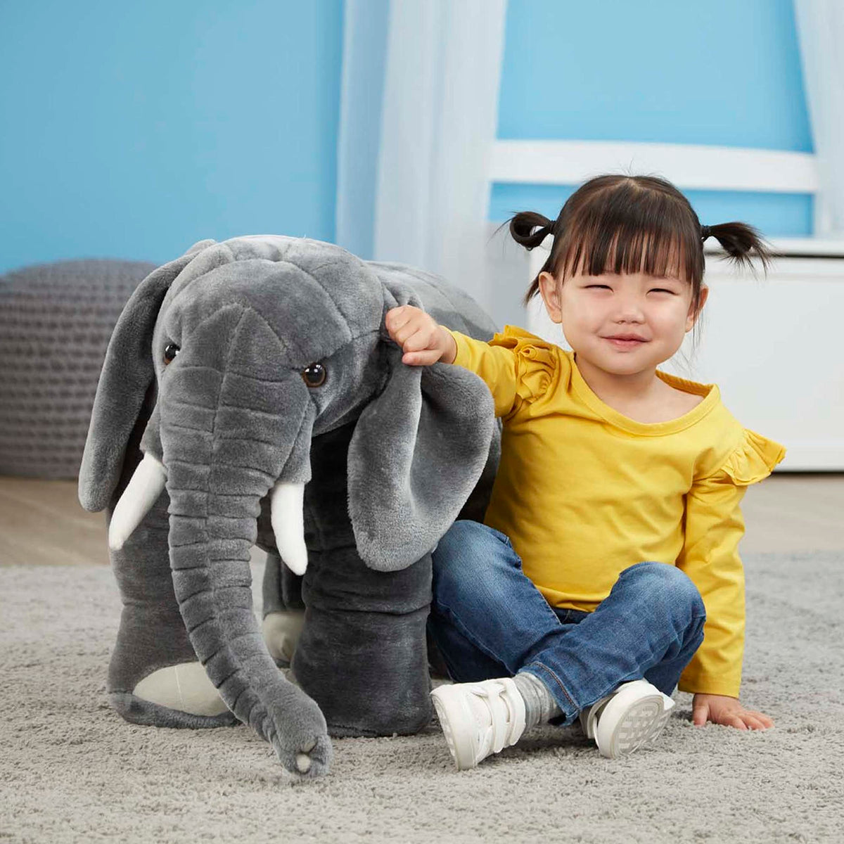 Melissa & Doug elephant wrinkled trunk adds realistic touch for imaginative adventures.