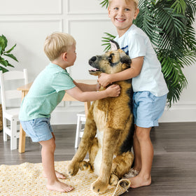 Melissa & Doug Giant German Shepherd spot-clean to maintain color and softness