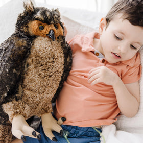 Melissa and Doug Giant Owl measures 17 inches tall for standout shelf presence