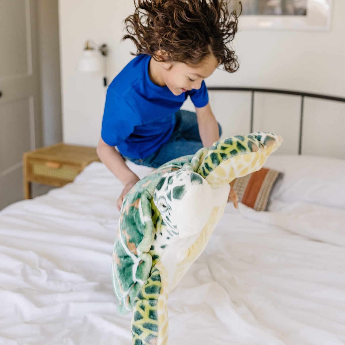 Close-up of soft polyester fabric on Melissa & Doug Sea Turtle plush.