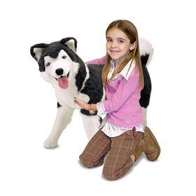 Melissa and Doug Giant Siberian Husky soft polyester fabric feels cozy for hugs.