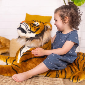 Hug time with Melissa & Doug giant tiger for interactive play sessions