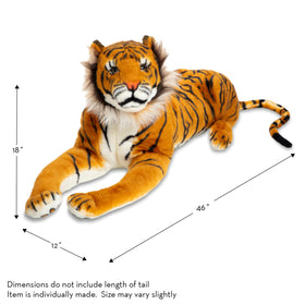 Soft fabric close-up of Melissa & Doug giant tiger for cuddly comfort