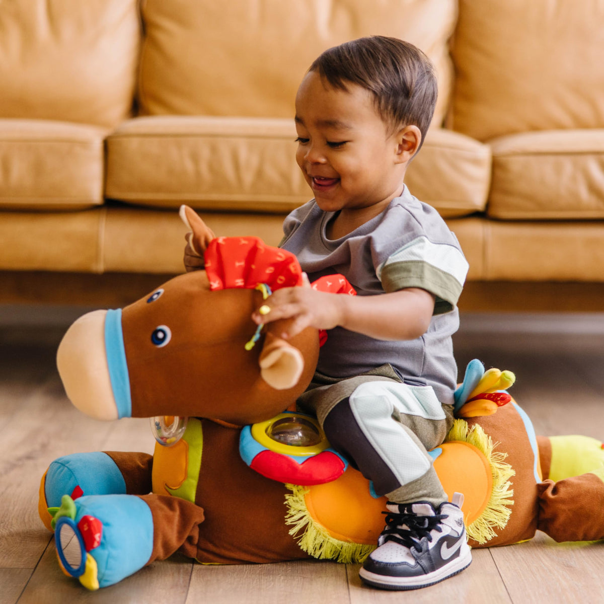 Melissa & Doug Giddy Up and Play non-slip bottom helps steady playtime