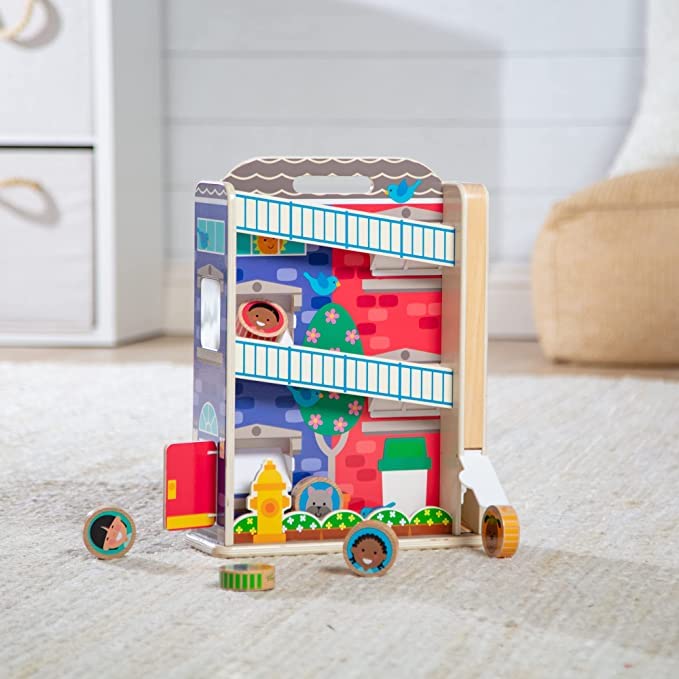 Melissa & Doug GO Tots town house peekaboo door invites interactive discovery during play