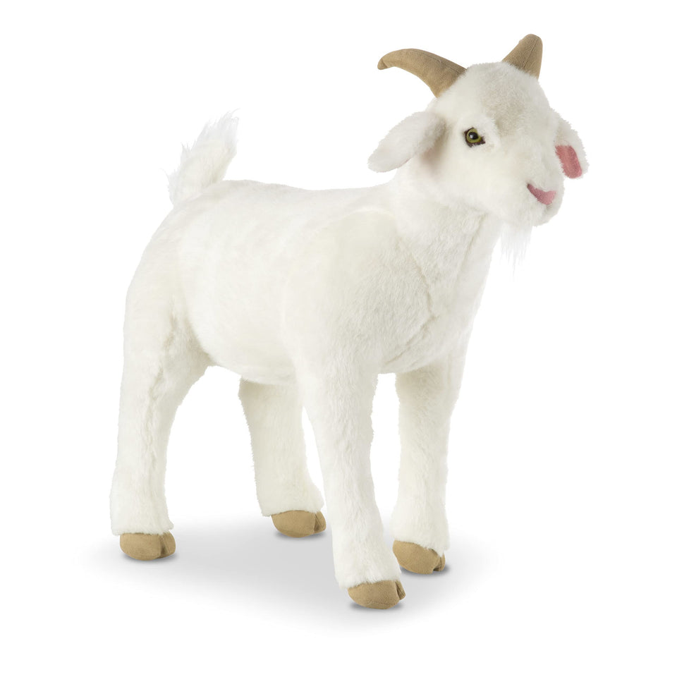 Melissa and Doug goat plush with detailed face for lifelike cuddles.