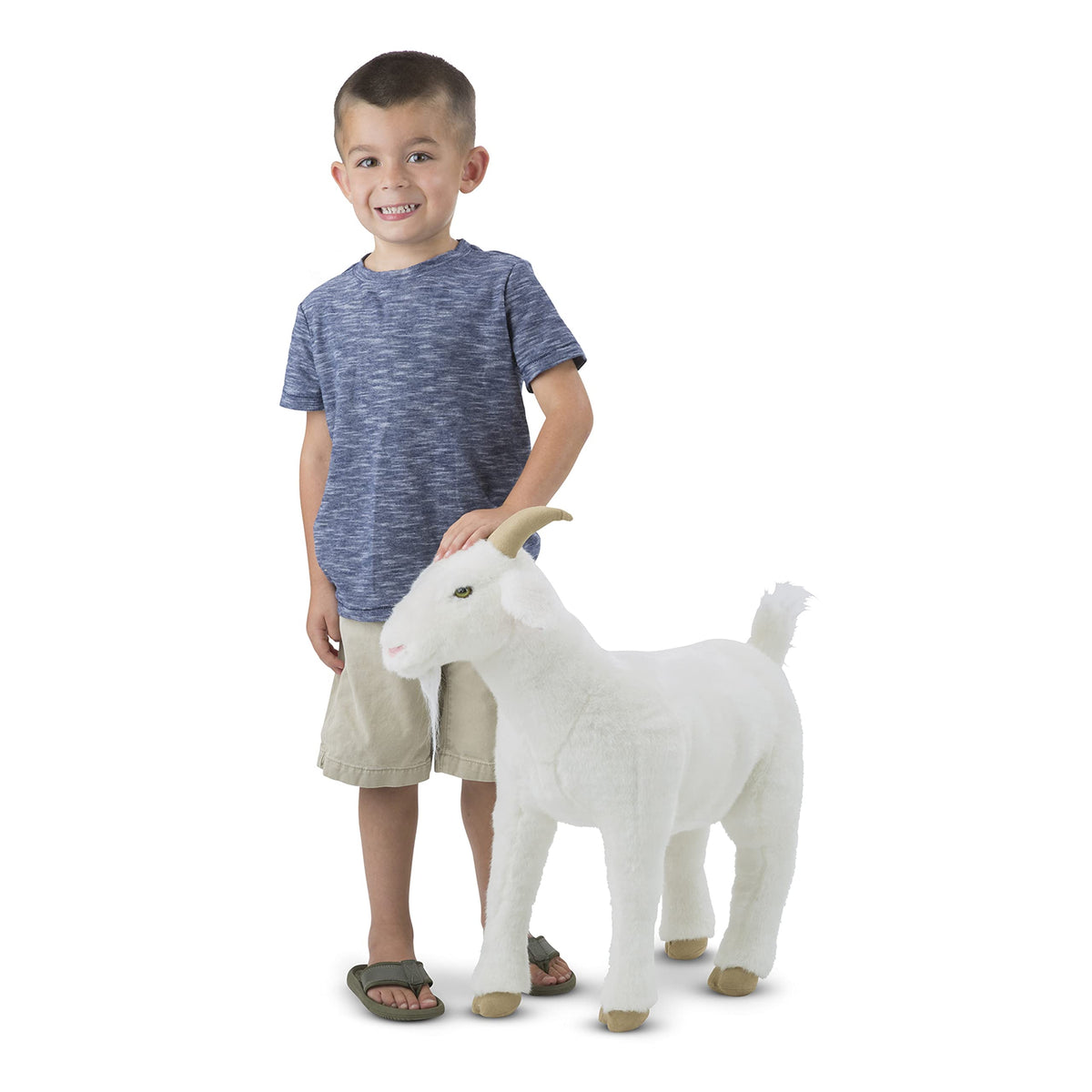 Goat plush with droopy ears to spark imagination and storytelling.