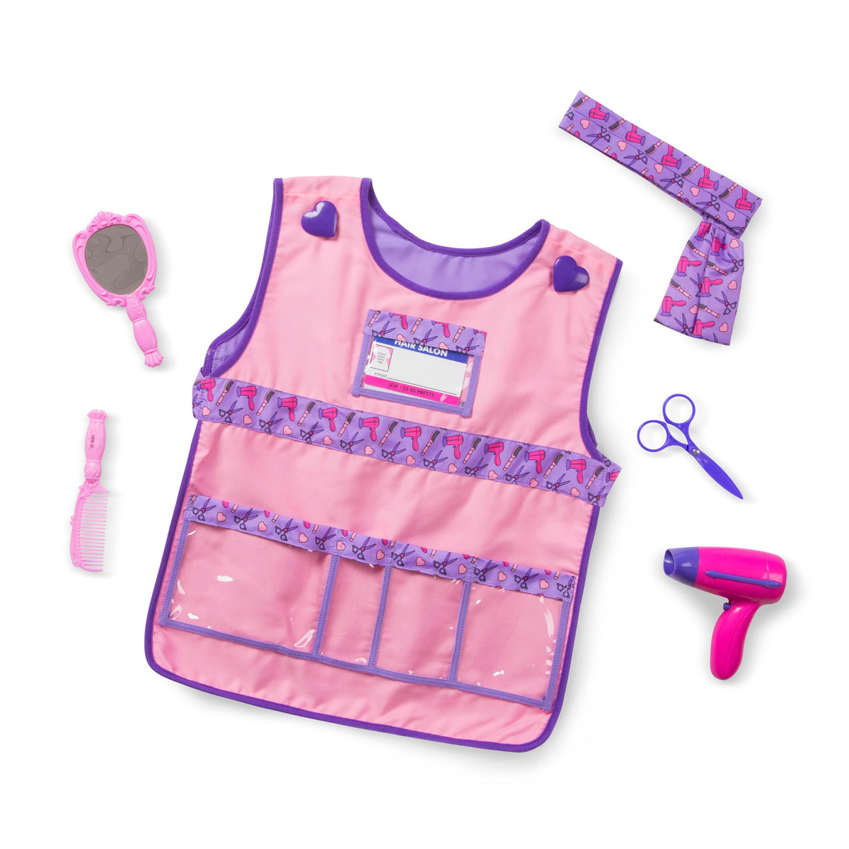 Melissa & Doug Hair Stylist smock for kids, durable and easy to clean