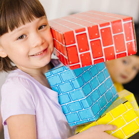 Melissa & Doug blue blocks add variety for creative architecture.