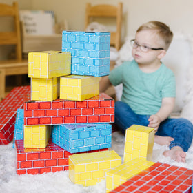 Easy fold-together assembly of Melissa & Doug blocks saves setup time.