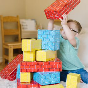 Melissa & Doug jumbo red blocks promote sturdy structures and hands-on construction.