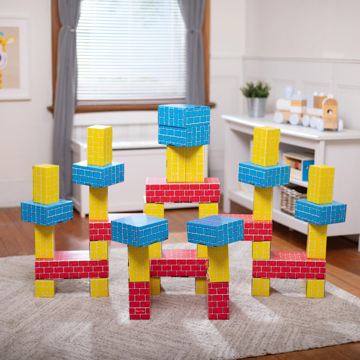 Durable cardboard construction from Melissa & Doug supports daily preschool activities.