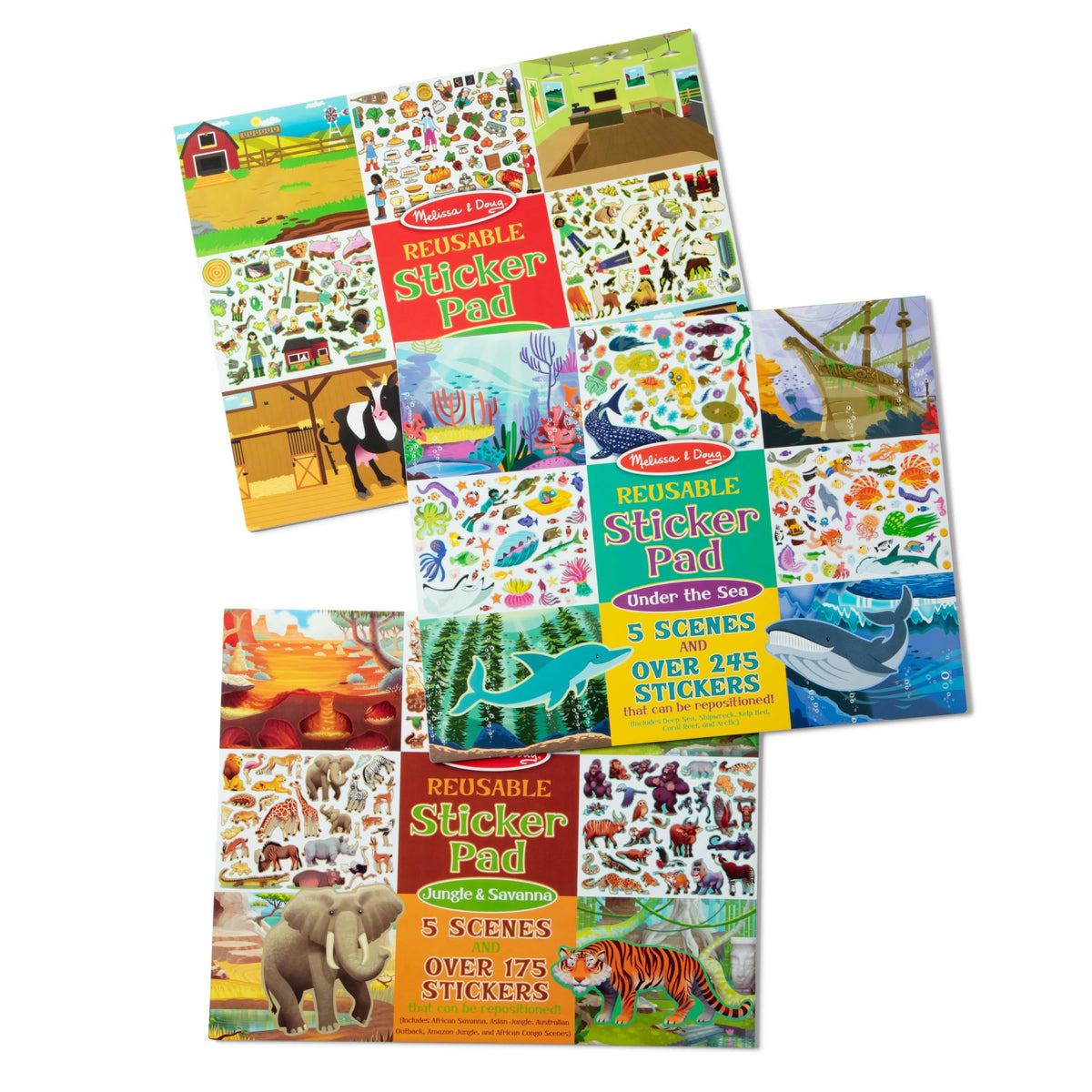 Melissa & Doug Jungle sticker pad scene with vibrant animals for imaginative play.