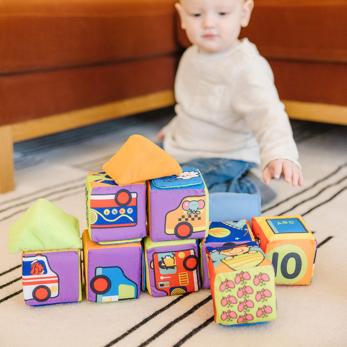 Melissa & Doug K's Kids castle made from soft blocks encourages imaginative building