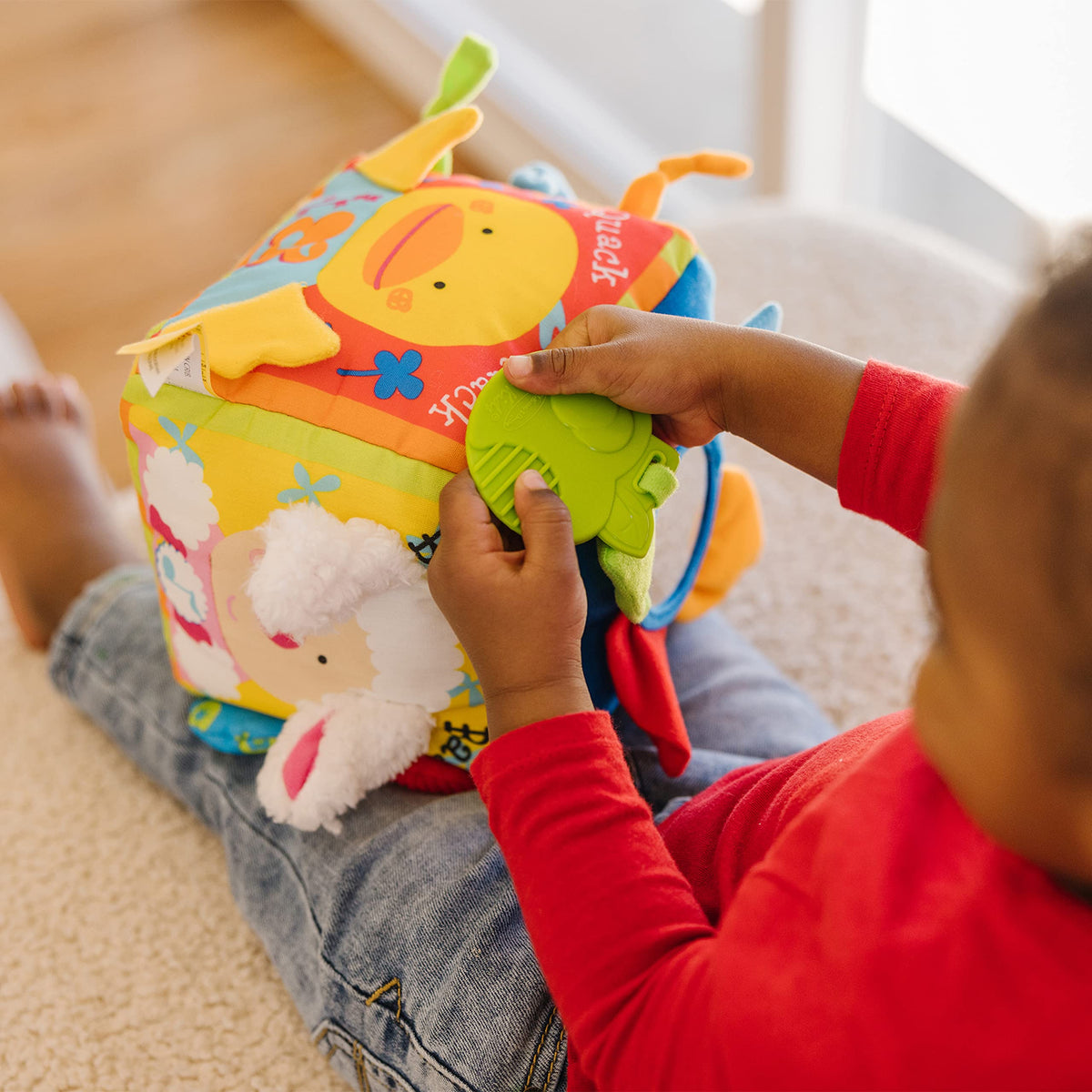 Melissa & Doug K's Kids Musical Farmyard Cube compact and portable for on-the-go play.