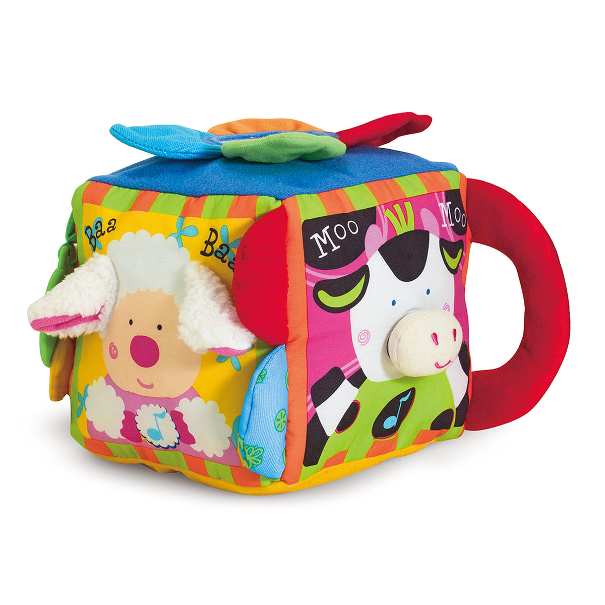 Melissa & Doug K's Kids Musical Farmyard Cube textured ring for teething and grip.