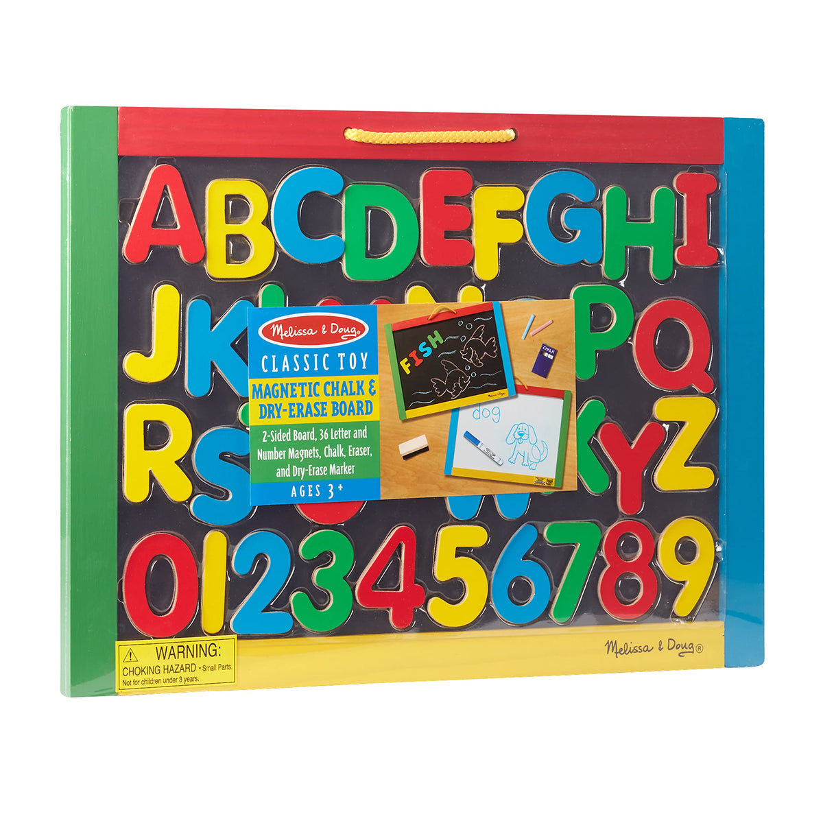 Melissa & Doug magnet letters and numbers enable creative word-building.