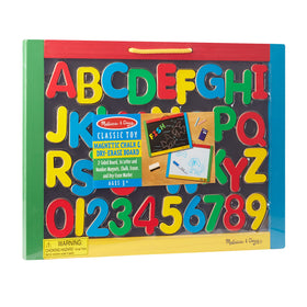 Melissa & Doug magnet letters and numbers enable creative word-building.