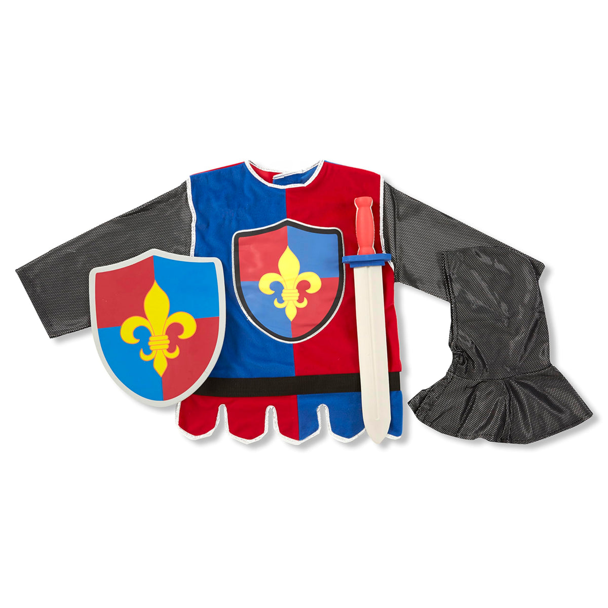 Melissa & Doug knight costume fabric, durable and machine-washable.