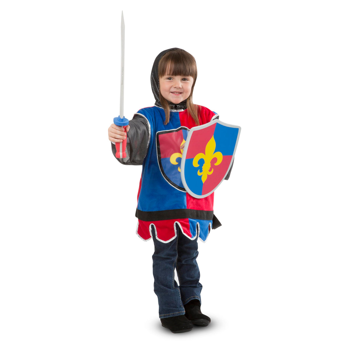 Kids aged 3 to 6 enjoy hands-on, screen-free play with Melissa & Doug knight set.