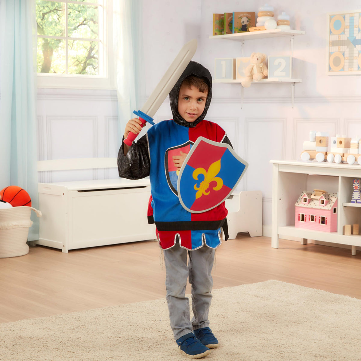 Packaging for Melissa & Doug knight set is curbside recyclable and easy to open.