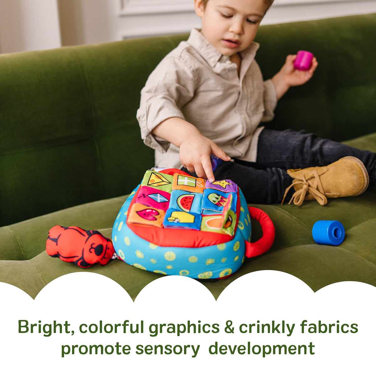 Melissa & Doug colorful blocks drop through holes for quick shape sorting practice