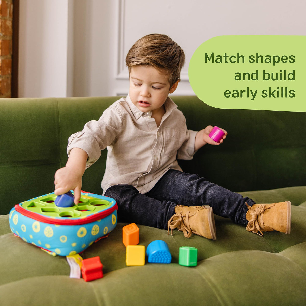 Melissa & Doug soft sensory bag offers plush surfaces for calm, interactive sensorimotor play