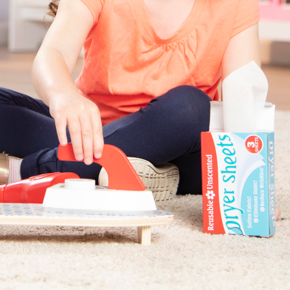 Melissa & Doug fabric softener bottle with removable lid for pretend measuring.