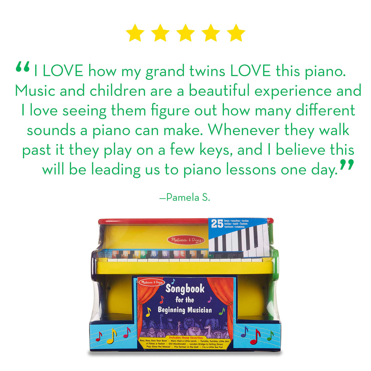 Melissa & Doug Learn-to-Play Piano is gift-ready for birthdays or holidays.