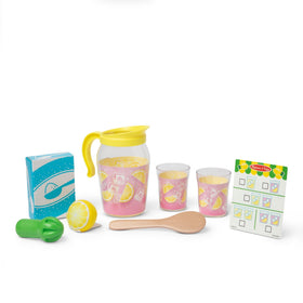 Melissa & Doug lemonade pitcher with flip-top lid for realistic pretend serving.